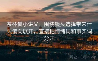 茶杯狐小讲义：围绕镜头选择带来什么偏向展开，直接把情绪词和事实词分开