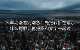 风车动漫看完别急：先把转折在暗示什么捋顺，再把图和文字一起读
